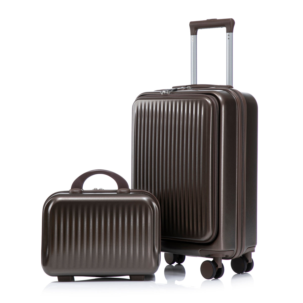 ABS Spinner Wheel Luggage Set with Cosmetic Case - Brown, photo 2 of 47