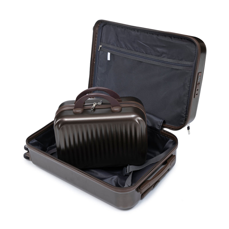 ABS Spinner Wheel Luggage Set with Cosmetic Case - Brown, photo 26 of 47