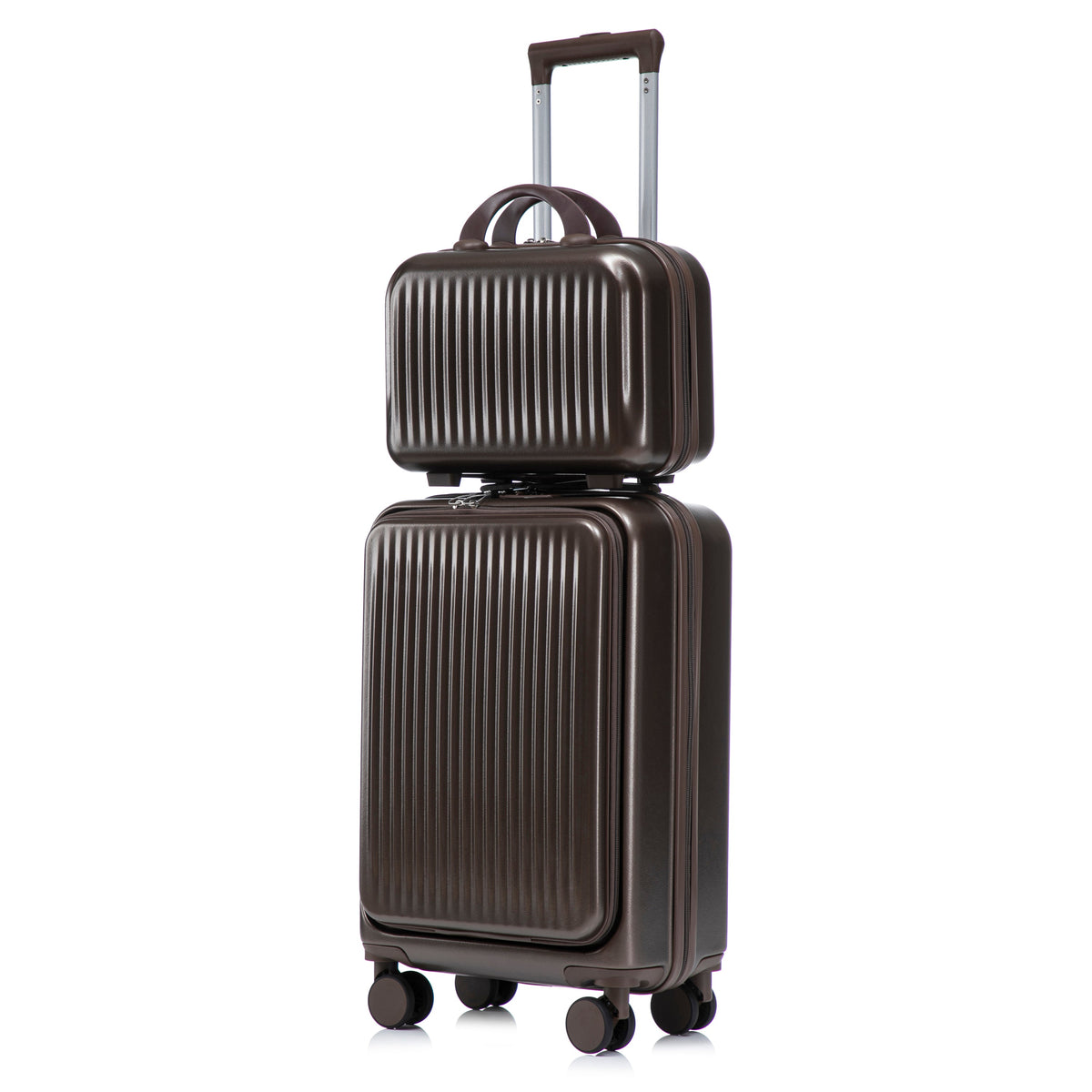 ABS Spinner Wheel Luggage Set with Cosmetic Case - Brown, photo 27 of 47