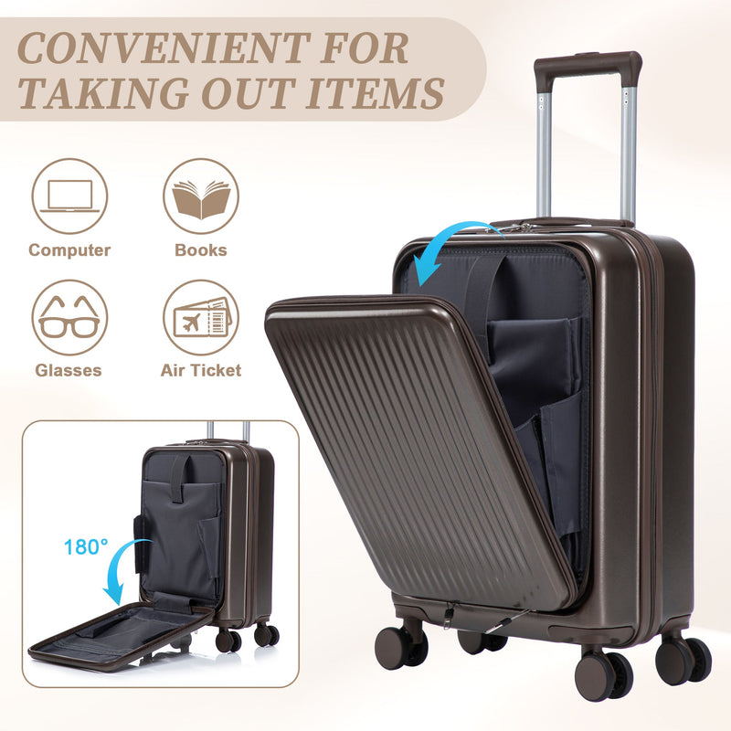 ABS Spinner Wheel Luggage Set with Cosmetic Case - Brown, photo 3 of 47