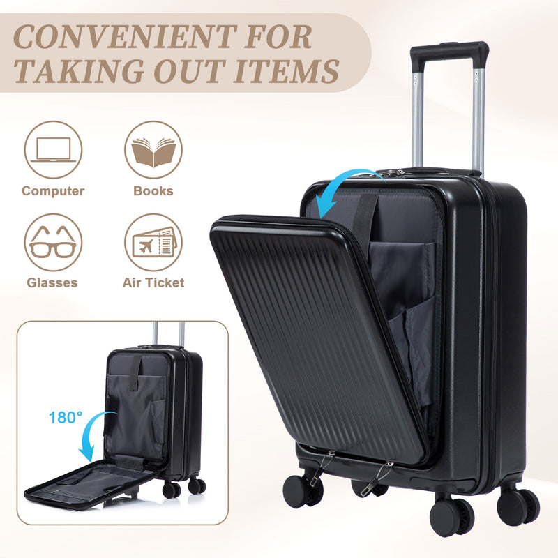ABS Spinner Wheel Luggage Set with Cosmetic Case - Black, photo 3 of 47
