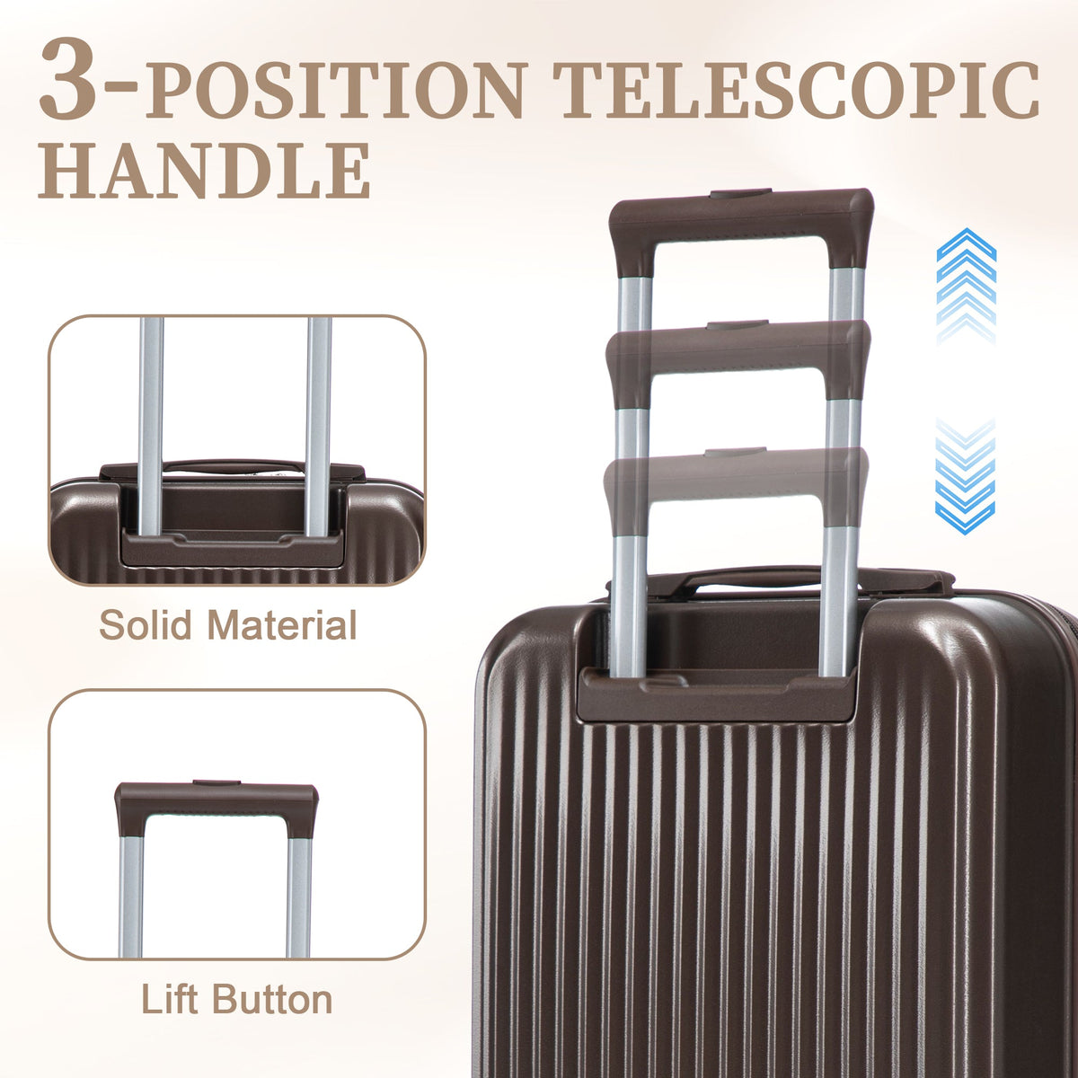 ABS Spinner Wheel Luggage Set with Cosmetic Case - Brown, photo 6 of 47