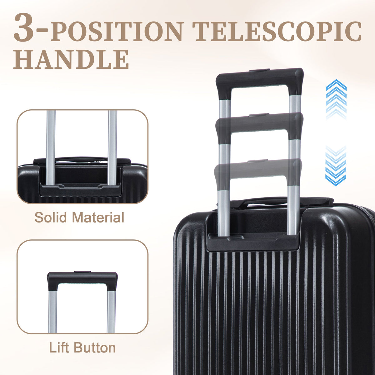 ABS Spinner Wheel Luggage Set with Cosmetic Case - Black, photo 6 of 47