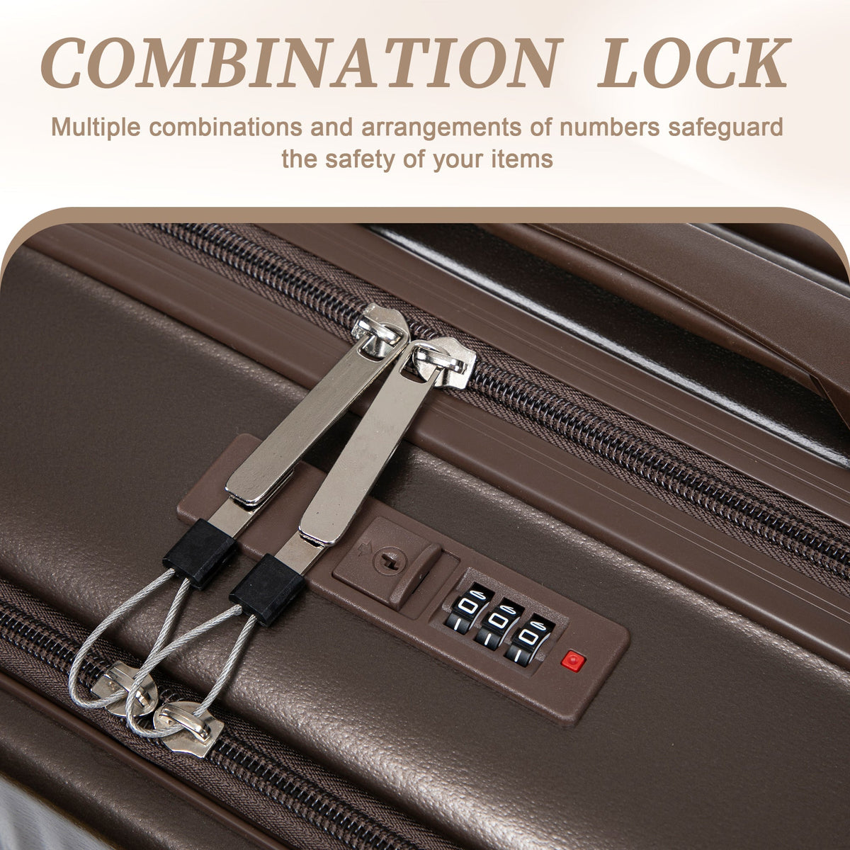 ABS Spinner Wheel Luggage Set with Cosmetic Case - Brown, photo 7 of 47