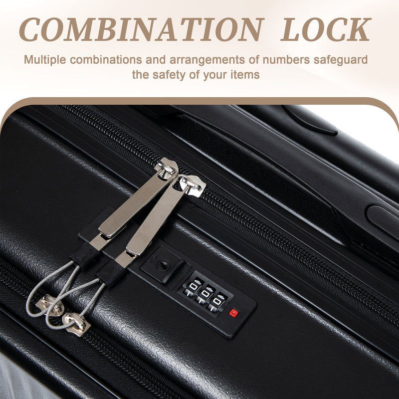 ABS Spinner Wheel Luggage Set with Cosmetic Case - Black, photo 7 of 47