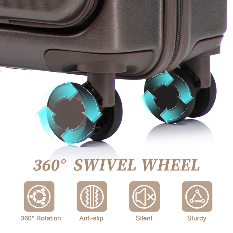 ABS Spinner Wheel Luggage Set with Cosmetic Case - Brown, photo 8 of 47
