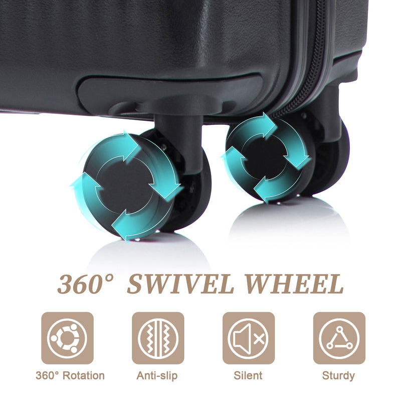 ABS Spinner Wheel Luggage Set with Cosmetic Case - Black, photo 8 of 47