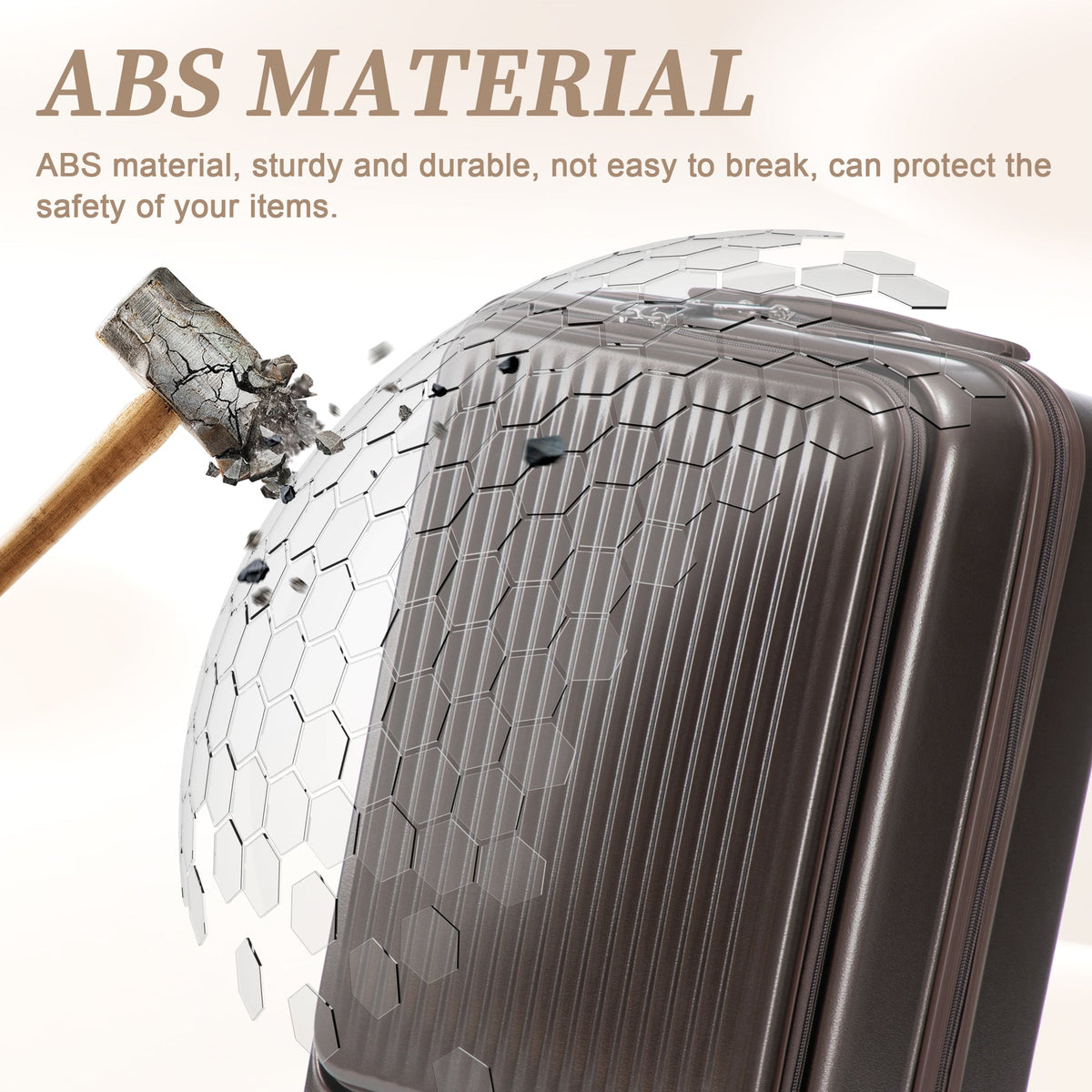 ABS Spinner Wheel Luggage Set with Cosmetic Case - Brown, photo 9 of 47