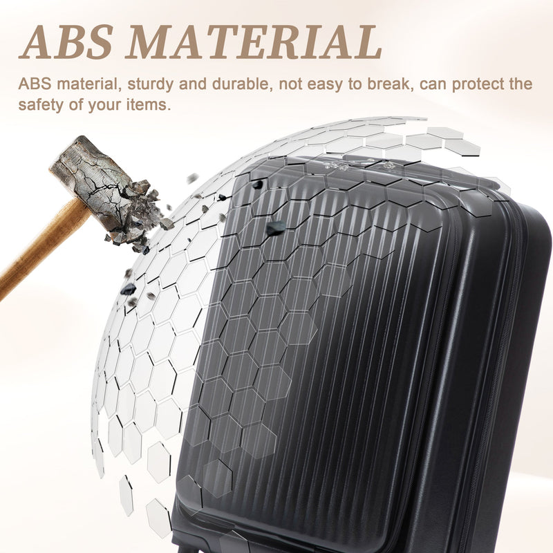 ABS Spinner Wheel Luggage Set with Cosmetic Case - Black, photo 9 of 47