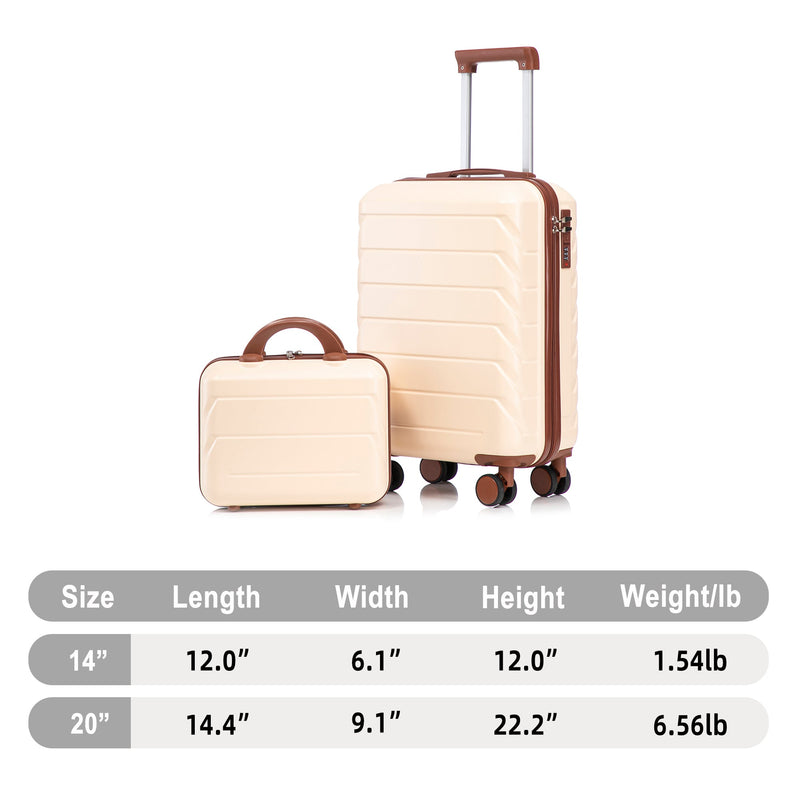 Beige 2-Piece Spinner Luggage Set with Hard Shell - Beige, photo 3 of 38