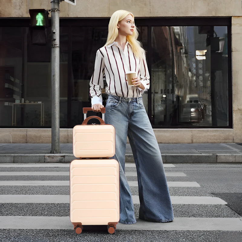 Beige 2-Piece Spinner Luggage Set with Hard Shell - Beige, photo 4 of 38