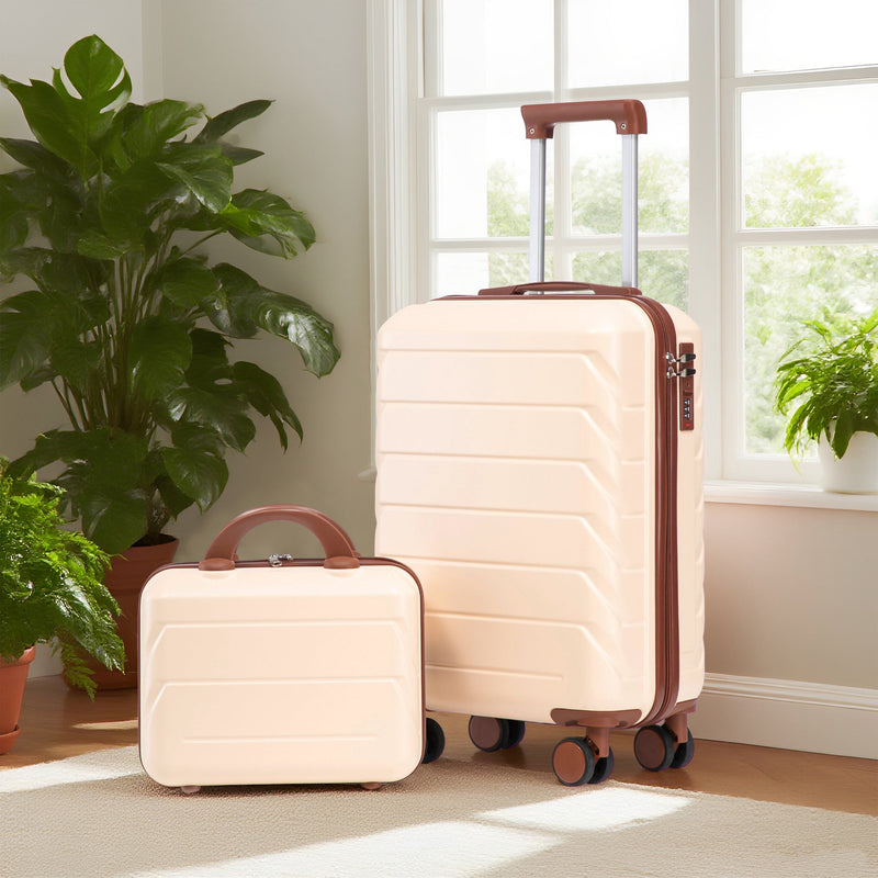 Beige 2-Piece Spinner Luggage Set with Hard Shell - Beige, photo 5 of 38