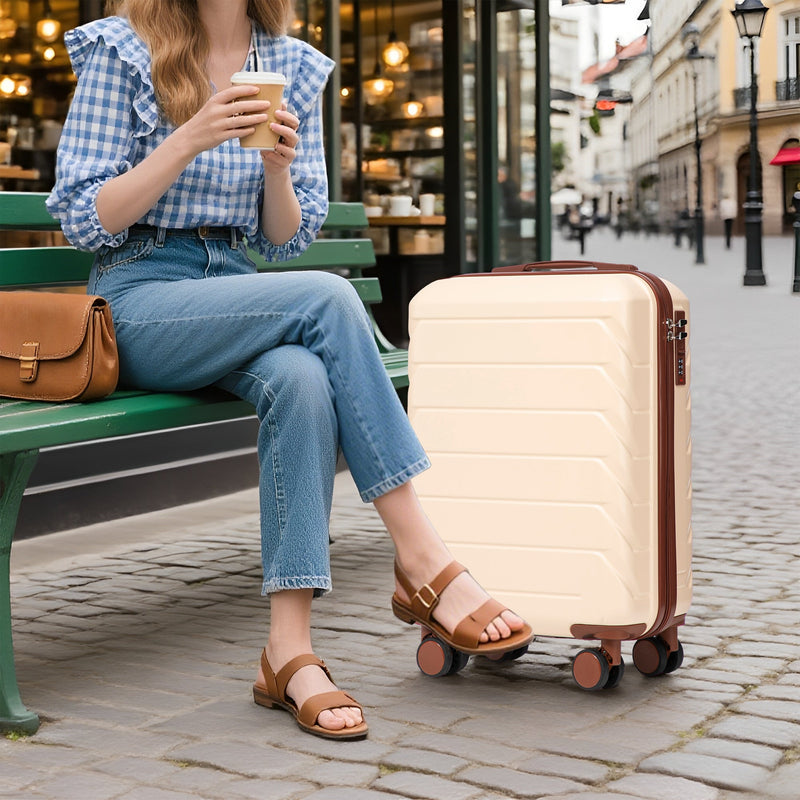 Beige 2-Piece Spinner Luggage Set with Hard Shell - Beige, photo 6 of 38