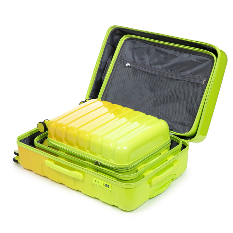 PC Spinner Wheel Luggage Set with 360° Wheels - Green + Yellow, photo 19 of 26