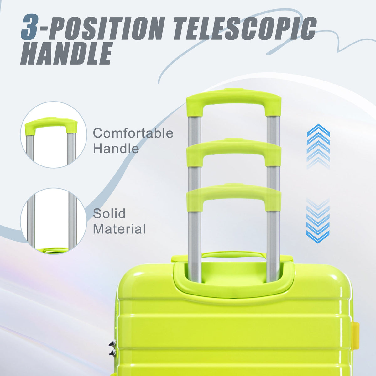 PC Spinner Wheel Luggage Set with 360° Wheels - Green + Yellow, photo 5 of 26