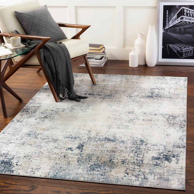 Higden Abstract Denim Blue Rug by Boutique Rugs
