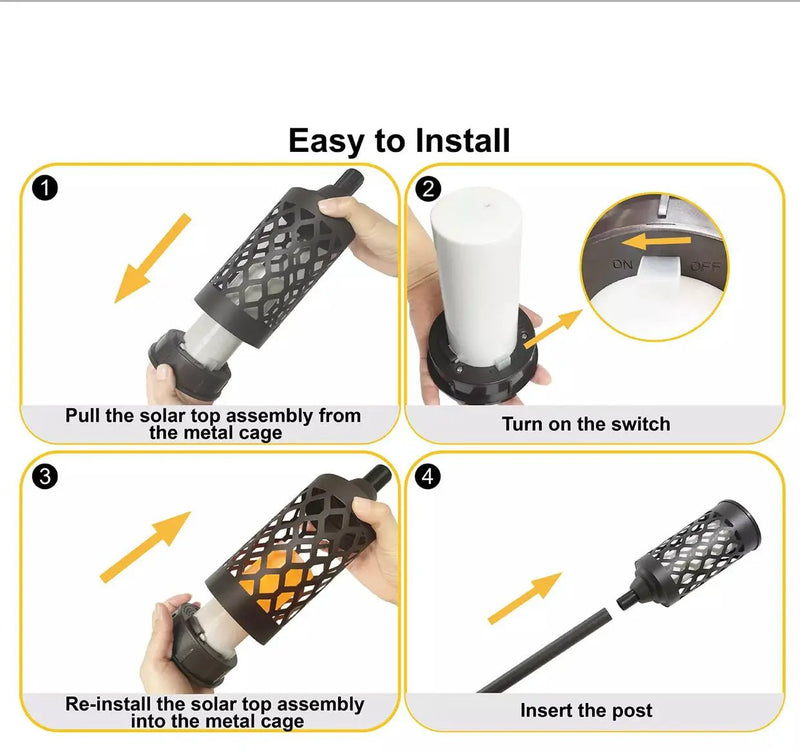 High End 20 lumen Solar Pathway Torch Light Die-cast Aluminum and Glass (2-Pack) by Outdoor Solar Outlet