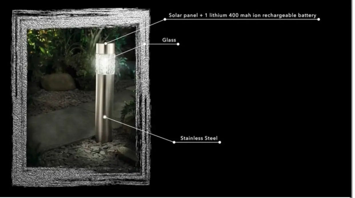 High End Modern Stainless Steel Solar Powered LED Bollard Pathway Light -15 Pack by Outdoor Solar Outlet