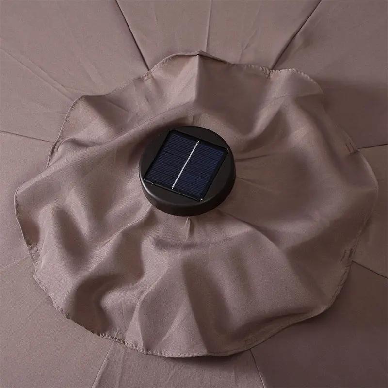 High Quality 10 Ft Patio Solar Umbrella with Crank Solar-powered LED Lights 8 Firm UV Protective Outdoor Patio Beach Umbrella by Outdoor Solar Outlet