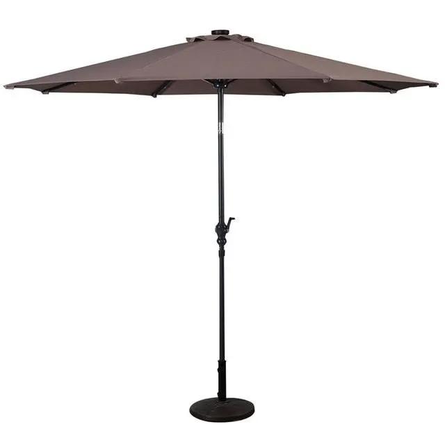 High Quality 10 Ft Patio Solar Umbrella with Crank Solar-powered LED Lights 8 Firm UV Protective Outdoor Patio Beach Umbrella by Outdoor Solar Outlet