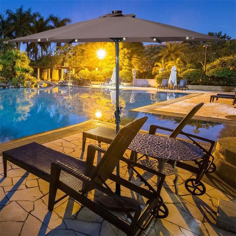High Quality 10 Ft Patio Solar Umbrella with Crank Solar-powered LED Lights 8 Firm UV Protective Outdoor Patio Beach Umbrella by Outdoor Solar Outlet