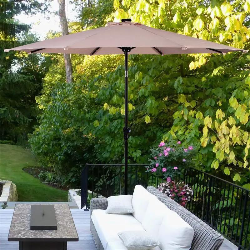 High Quality 10 Ft Patio Solar Umbrella with Crank Solar-powered LED Lights 8 Firm UV Protective Outdoor Patio Beach Umbrella by Outdoor Solar Outlet