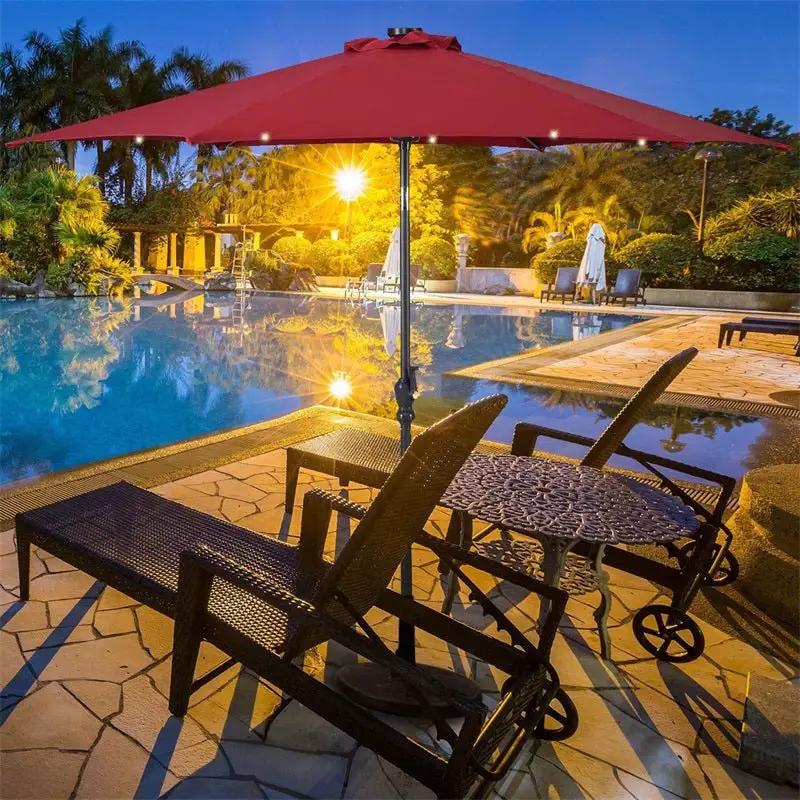 High Quality 10 Ft Patio Solar Umbrella with Crank Solar-powered LED Lights 8 Firm UV Protective Outdoor Patio Beach Umbrella by Outdoor Solar Outlet