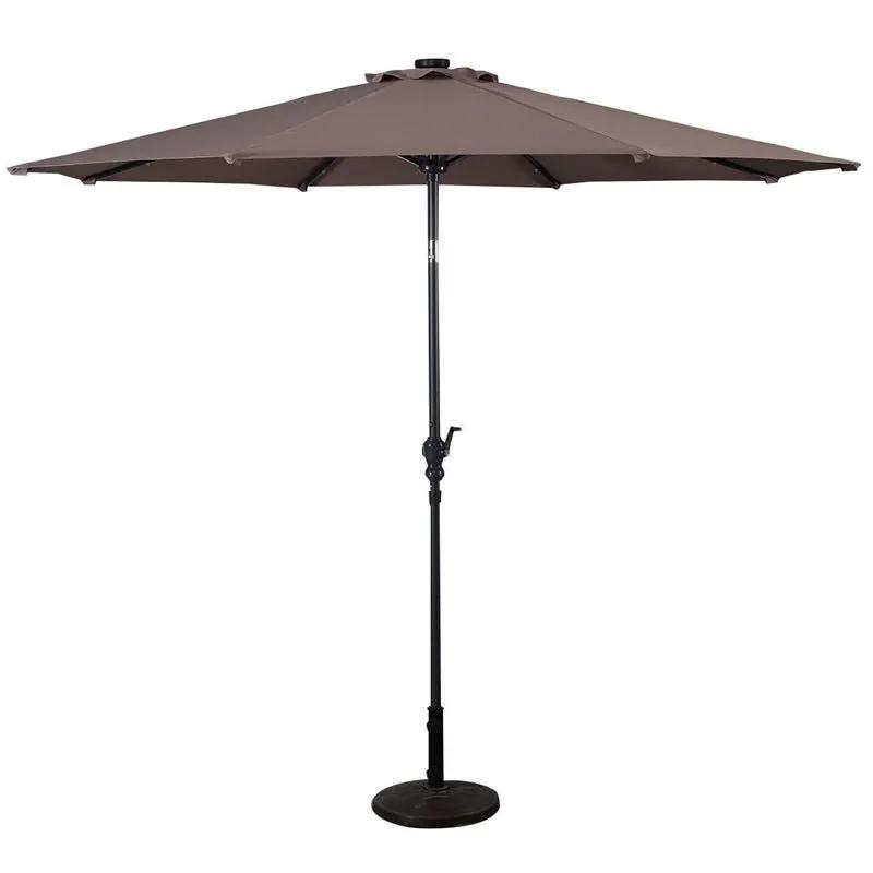 High Quality 10 Ft Patio Solar Umbrella with Crank Solar-powered LED Lights 8 Firm UV Protective Outdoor Patio Beach Umbrella by Outdoor Solar Outlet