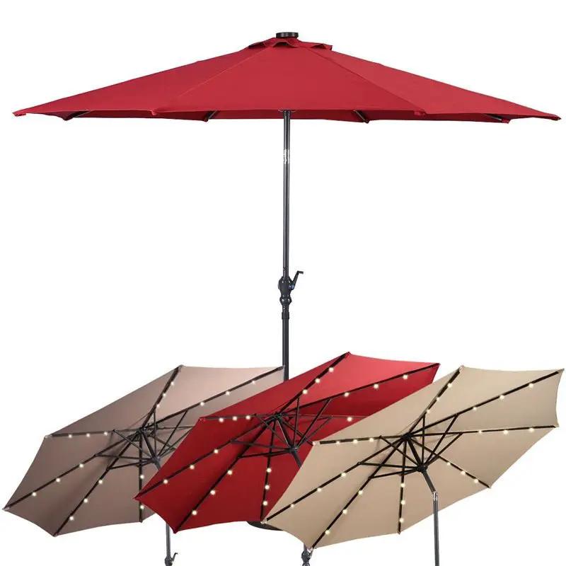 High Quality 10 Ft Patio Solar Umbrella with Crank Solar-powered LED Lights 8 Firm UV Protective Outdoor Patio Beach Umbrella by Outdoor Solar Outlet
