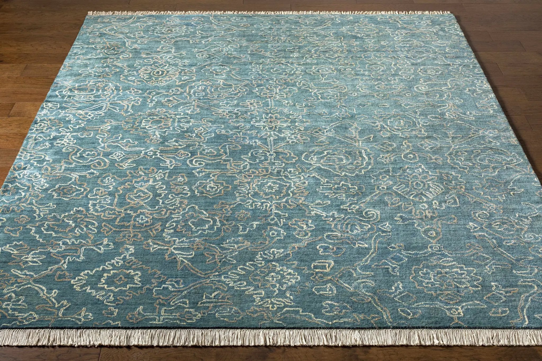 Hinkle Teal Premium Wool Carpet - Clearance by Boutique Rugs