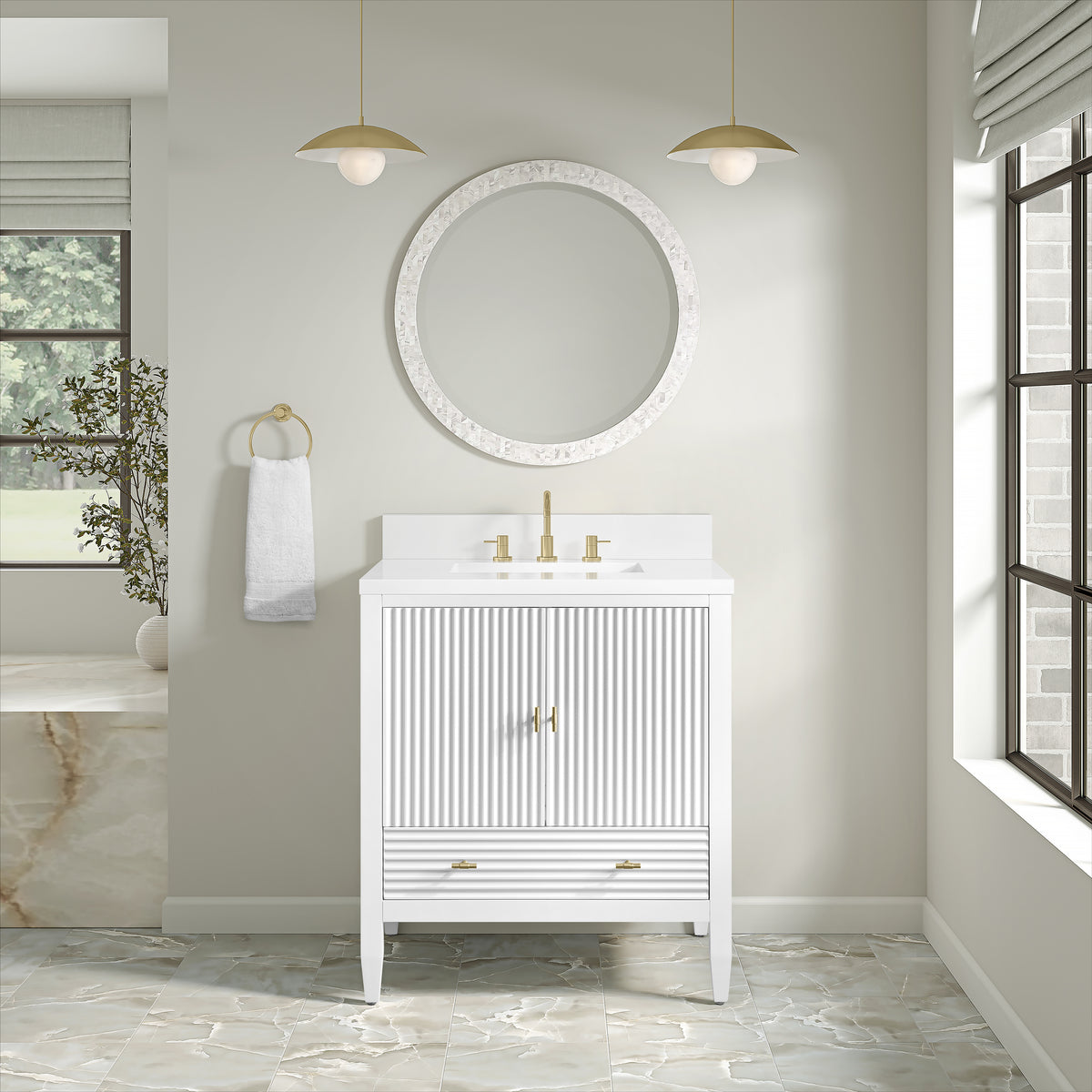 James Martin Myrrin 30" Single Bathroom Vanity, Bright White, view 32