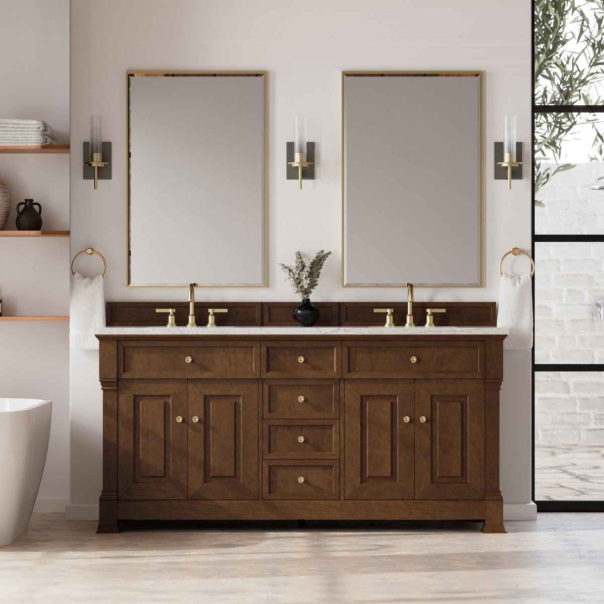 James Martin Brookfield 72" Double Bathroom Vanity, Honey Oak, view 39