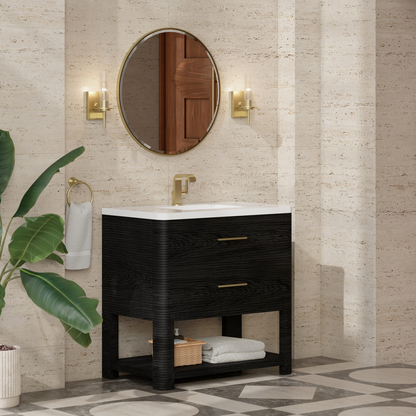 James Martin Lucian 36" Single Bathroom Vanity, Carbon Oak, view 20