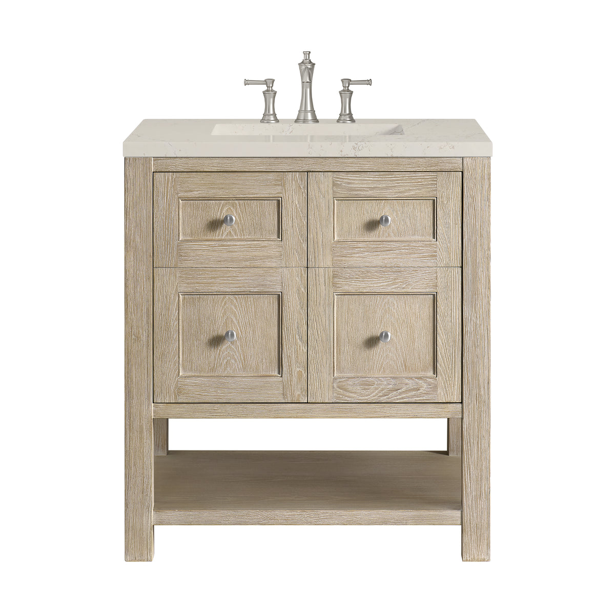James Martin Breckenridge 30" Single Bathroom Vanity, Whitewashed Oak with Siberian countertop