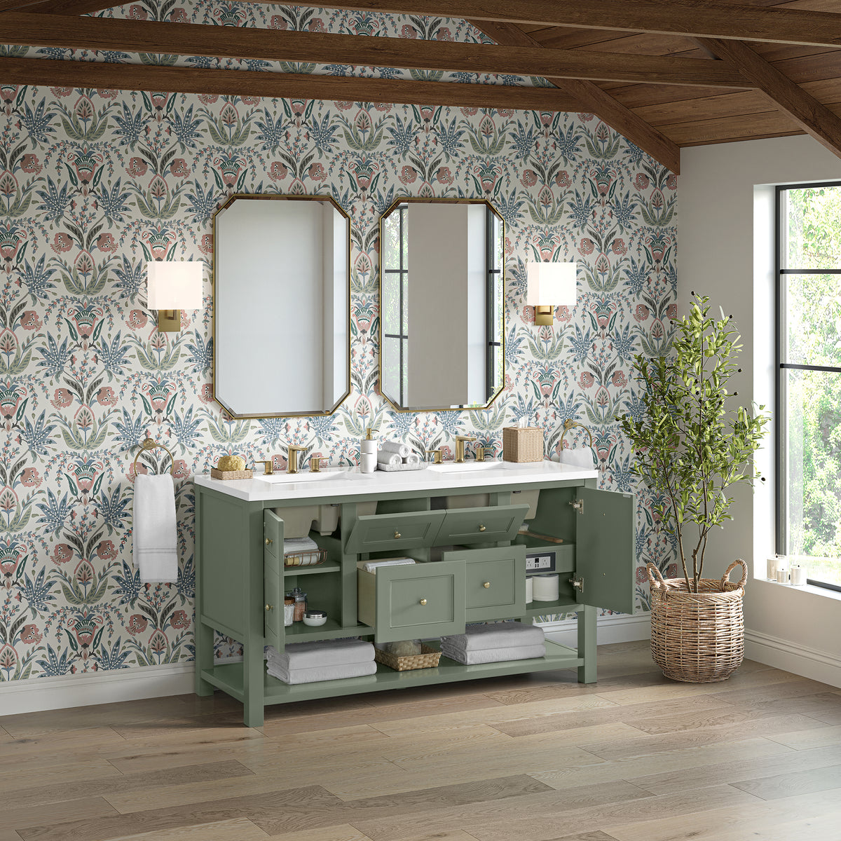 James Martin Breckenridge 60" Double Bathroom Vanity, Smokey Celadon, view 23