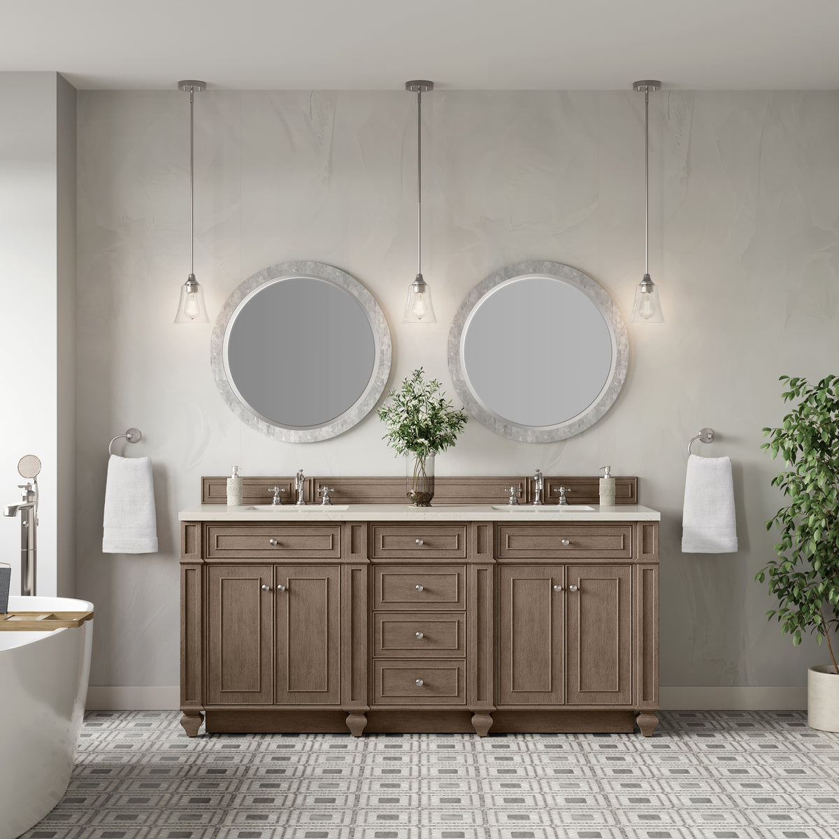 James Martin Bristol 72" Double Bathroom Vanity, Whitewashed Walnut, view 36