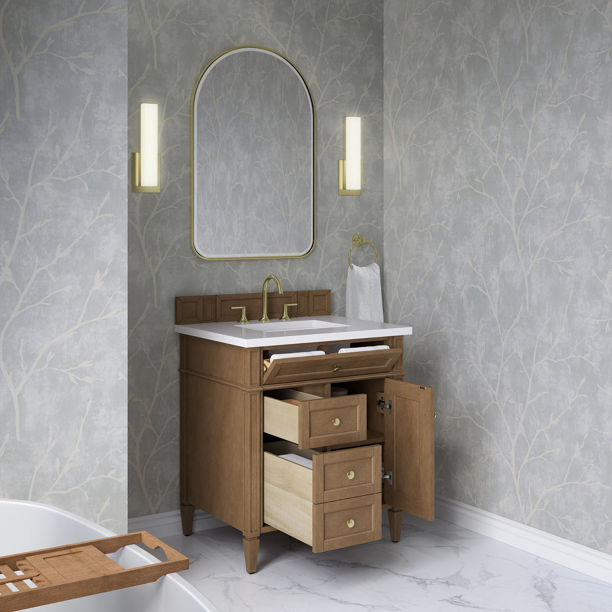James Martin Brittany 30" Single Bathroom Vanity, Pecan, view 32