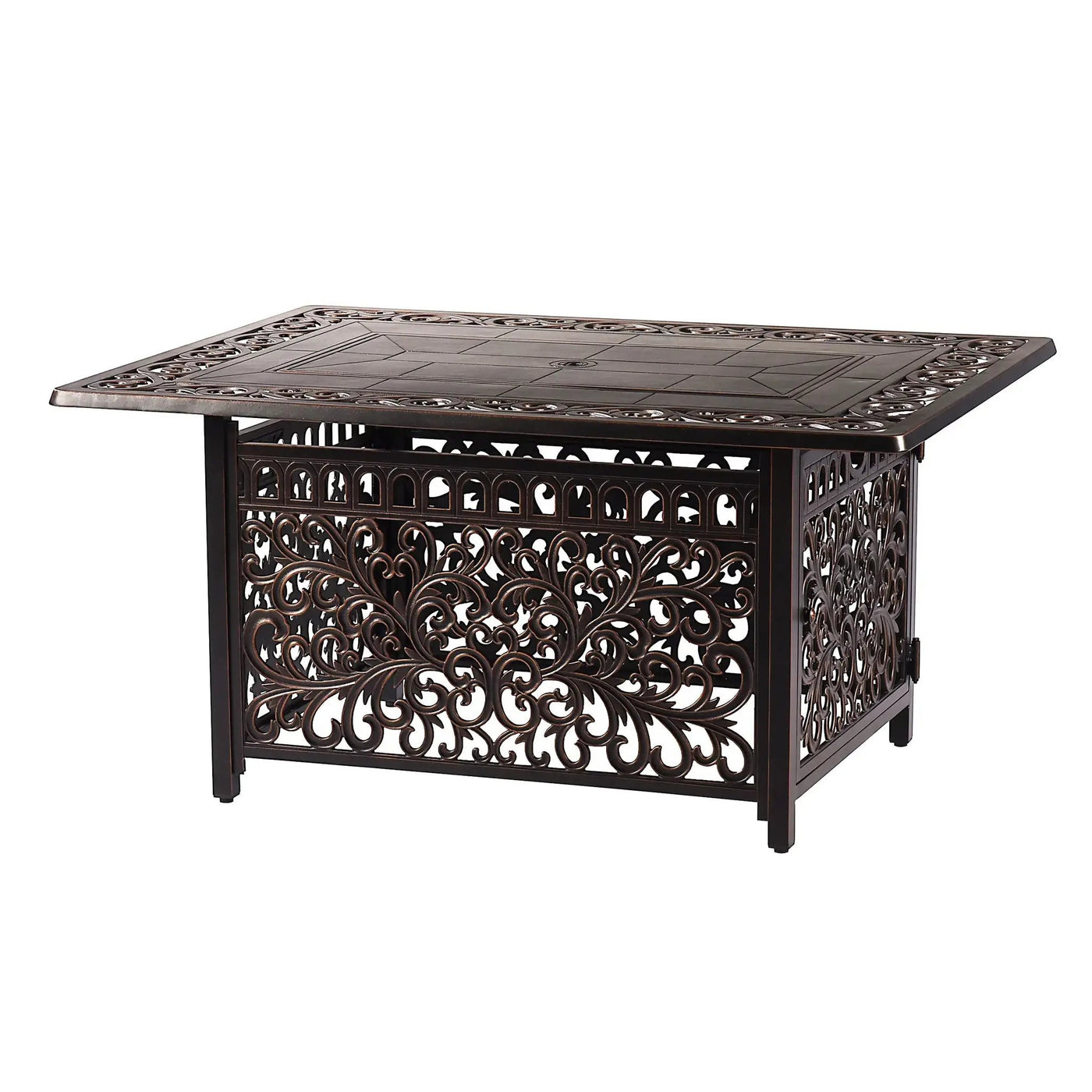 Aluminum 48-in Rectangular Propane Fire Table, Beads, Covers and Lid by Sharicks