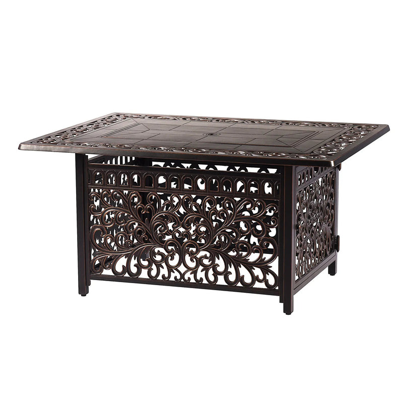 Aluminum 48-in Rectangular Patio Fire Table and Swivel Rocker Set by Sharicks