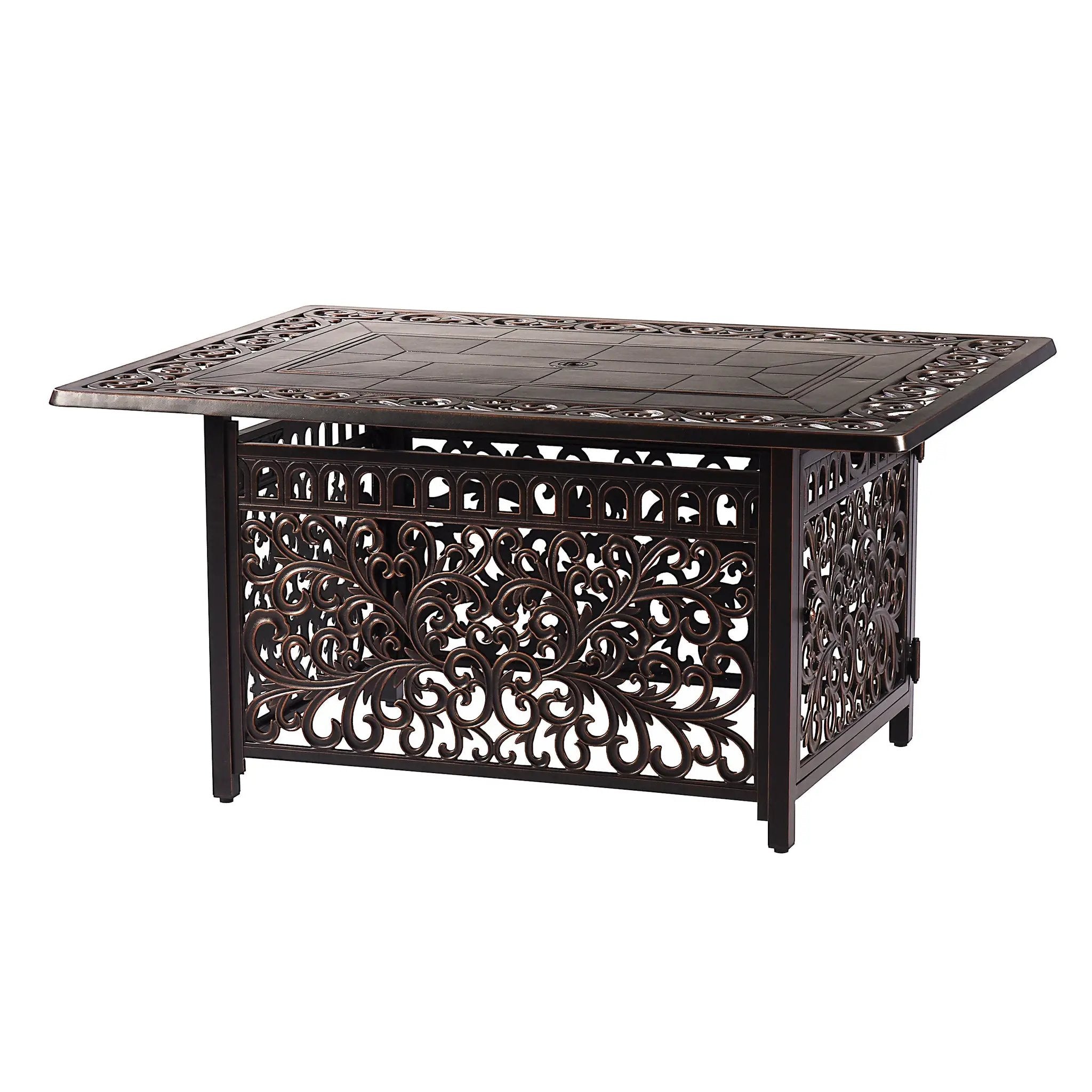Aluminum 48-in Rectangular Patio Fire Table and Swivel Rocker Set by Sharicks