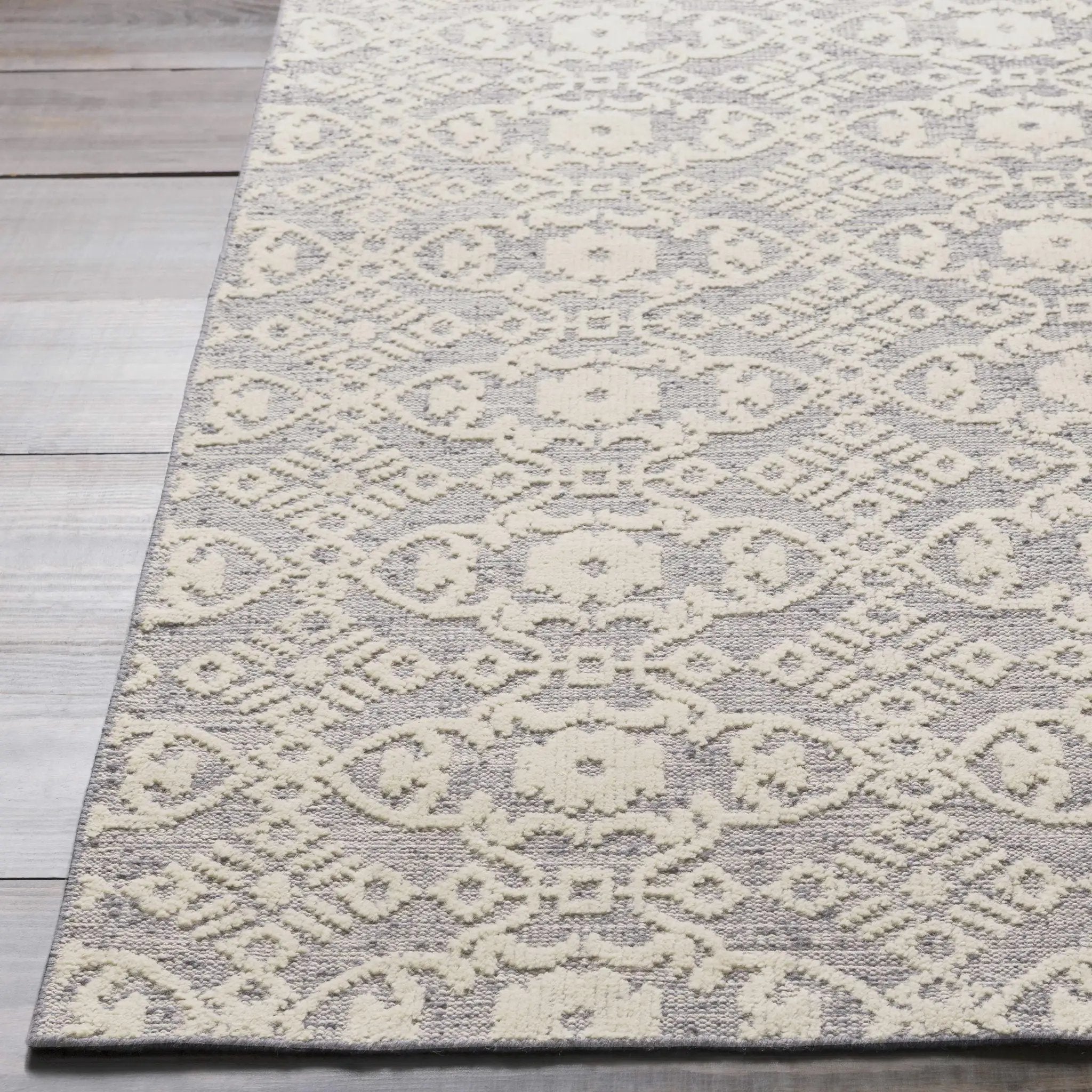 Hoisington Ivory Patterned Wool Rug - Clearance by Boutique Rugs
