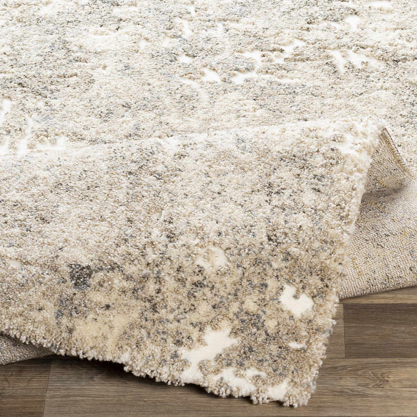 Holtsville Abstract Ivory Thick Rug by Boutique Rugs