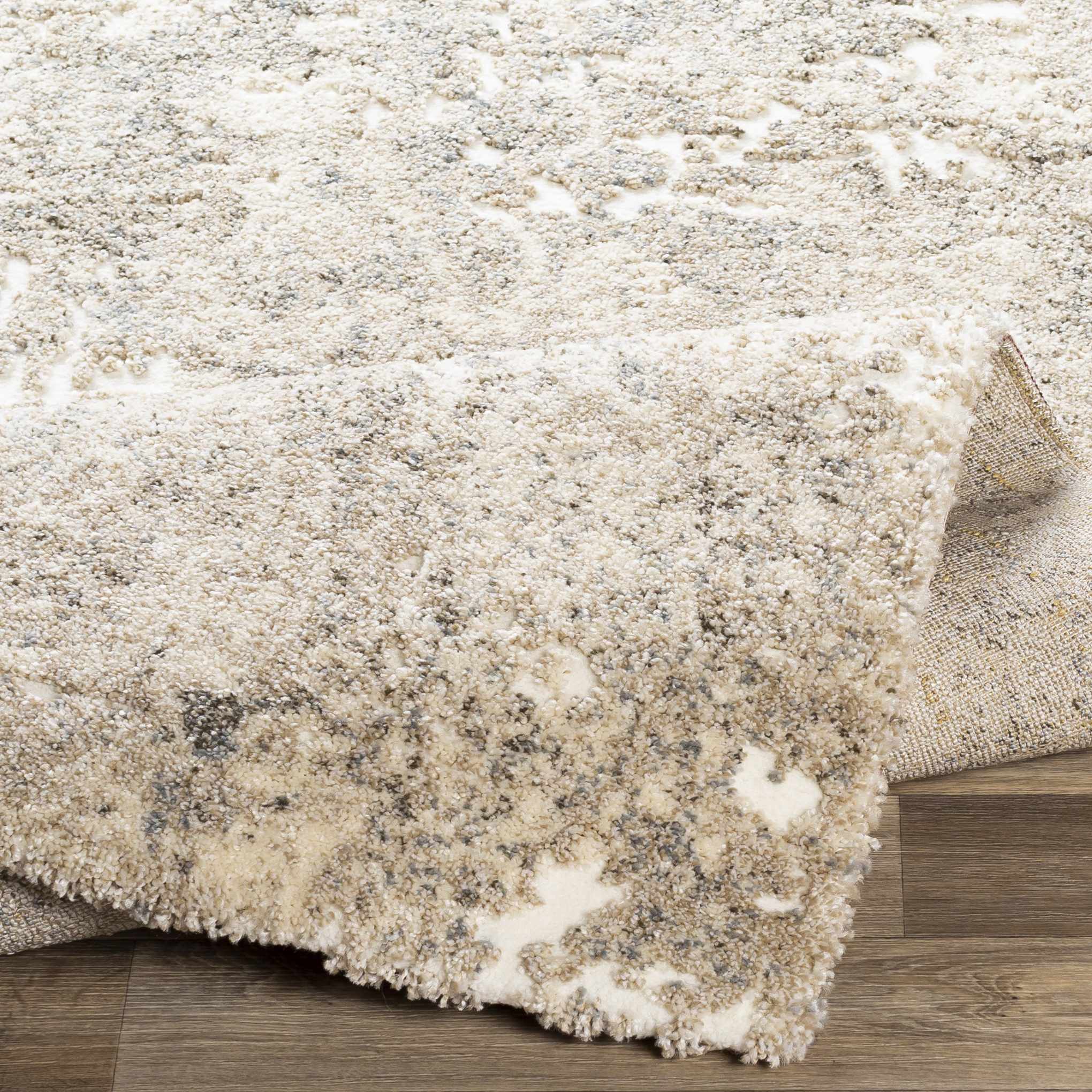 Holtsville Abstract Ivory Thick Rug by Boutique Rugs