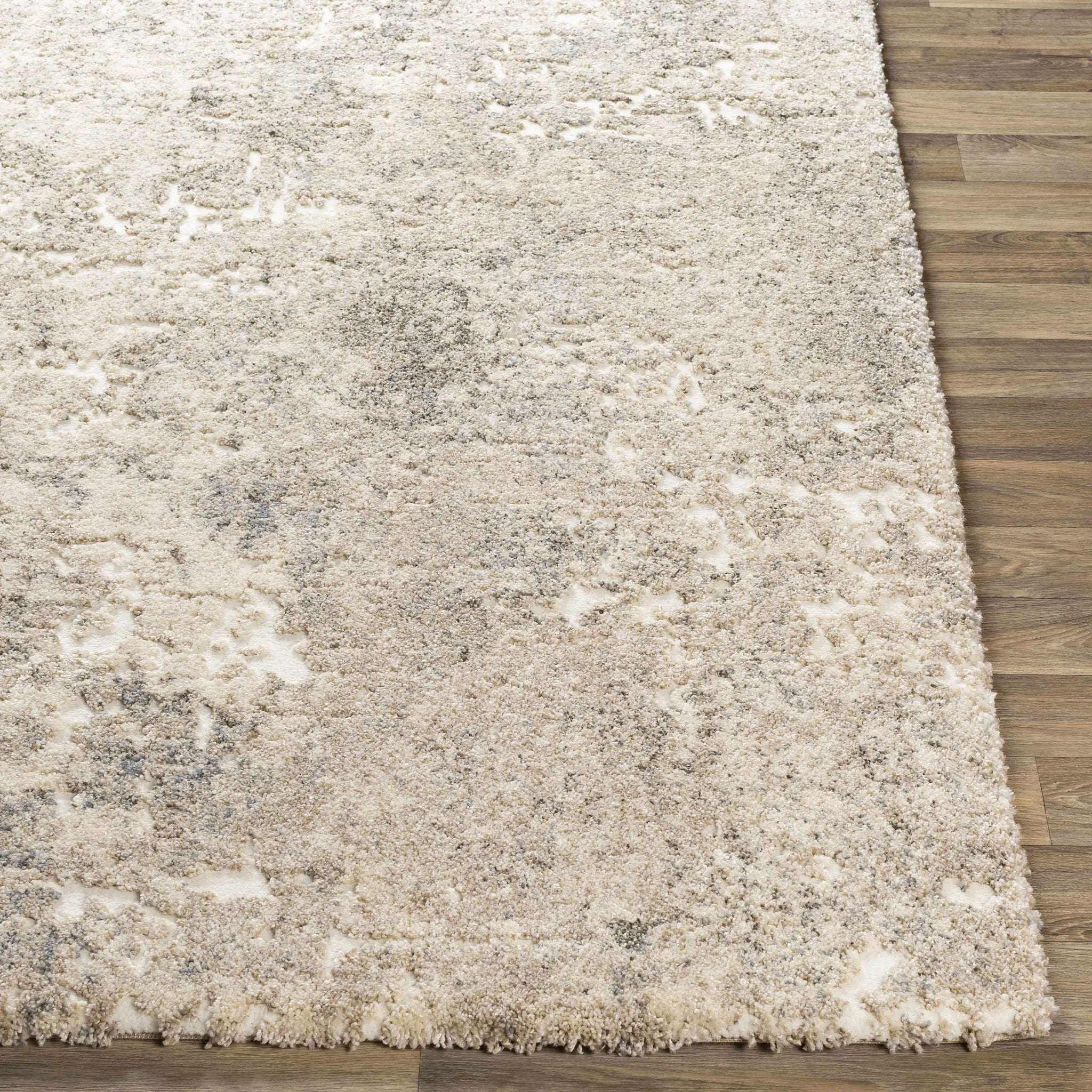 Holtsville Abstract Ivory Thick Rug by Boutique Rugs