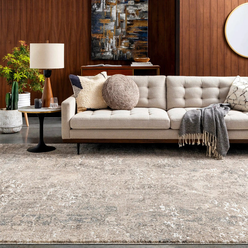 Holtsville Abstract Ivory Thick Rug by Boutique Rugs