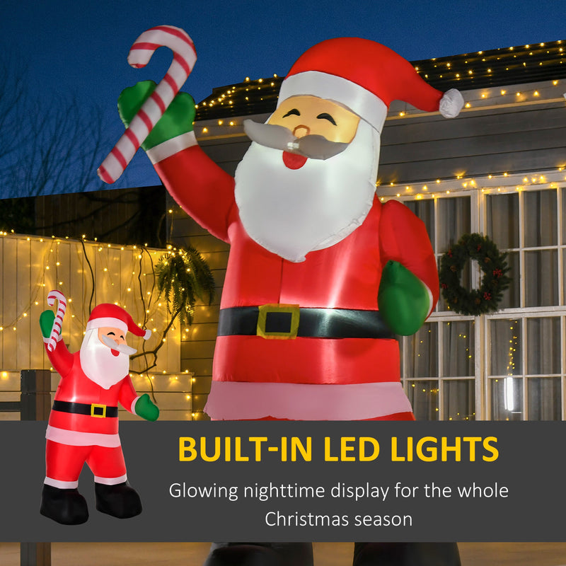 HOMCOM 8' Christmas Inflatable Santa Claus with Candy Cane, Outdoor Blow-Up Yard Decoration with LED Lights Display, photo 5 of 9