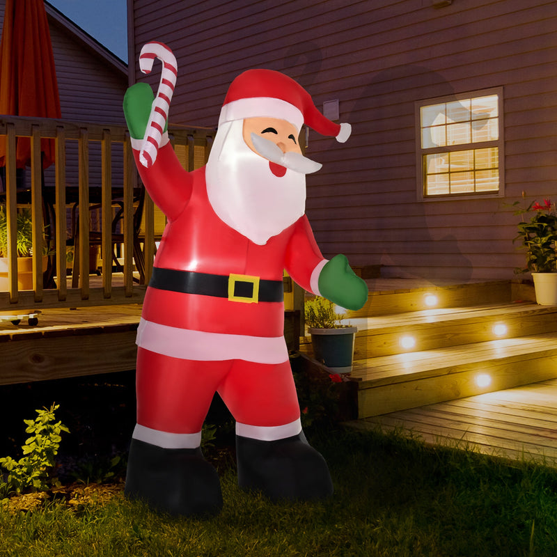 HOMCOM 8' Christmas Inflatable Santa Claus with Candy Cane, Outdoor Blow-Up Yard Decoration with LED Lights Display, photo 7 of 9