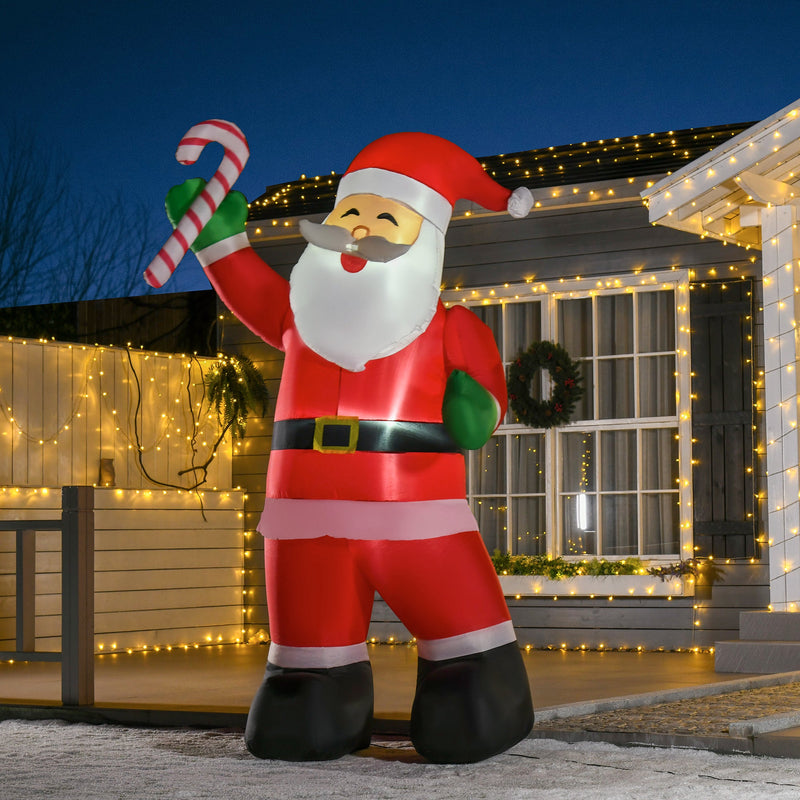 HOMCOM 8' Christmas Inflatable Santa Claus with Candy Cane, Outdoor Blow-Up Yard Decoration with LED Lights Display, photo 8 of 9
