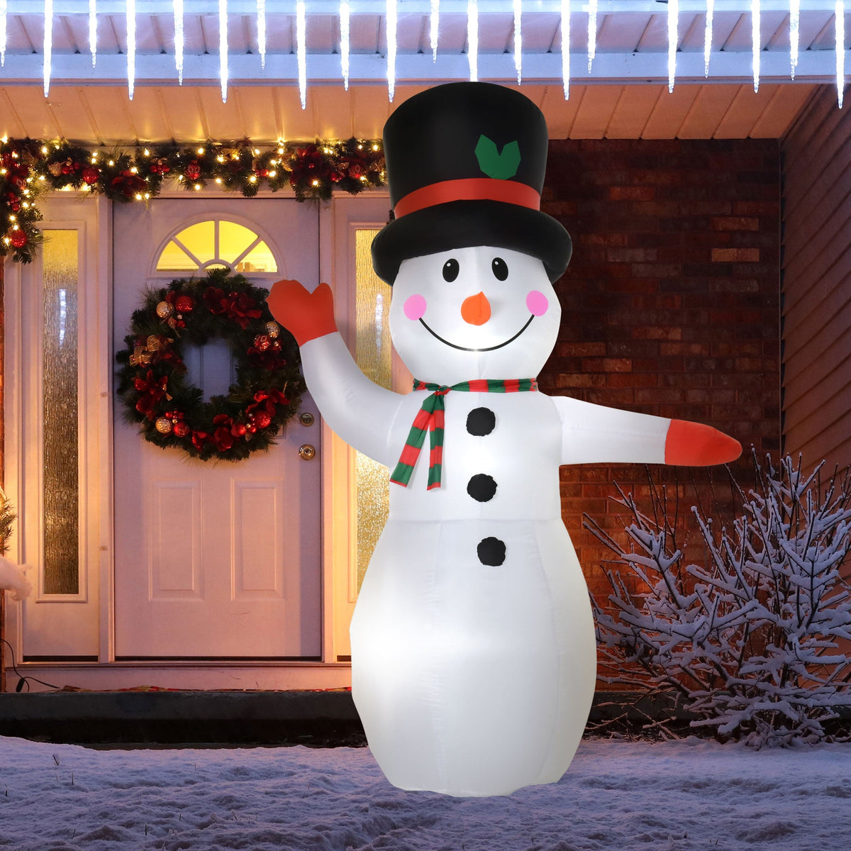 HOMCOM 8’ Christmas Inflatables Outdoor Decorations Snowman, Blow-Up Yard Christmas Decor with LED Lights Display, photo 7 of 9