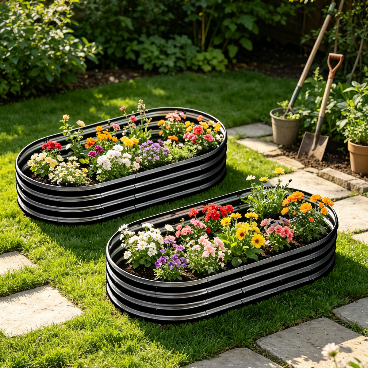 Galvanized Raised Garden Bed, 6x3x1 Feet, Heavy-Duty Metal Planter, Black